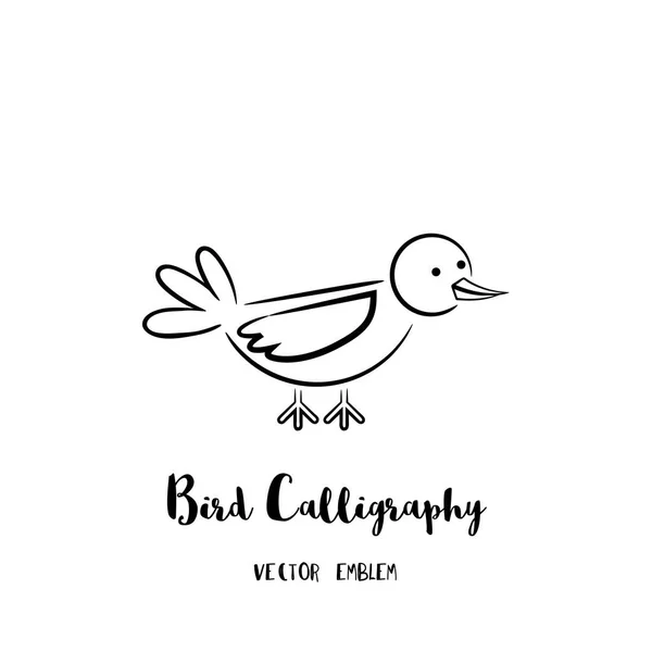 Vector Bird Calligraphy Emblem — Stock Vector