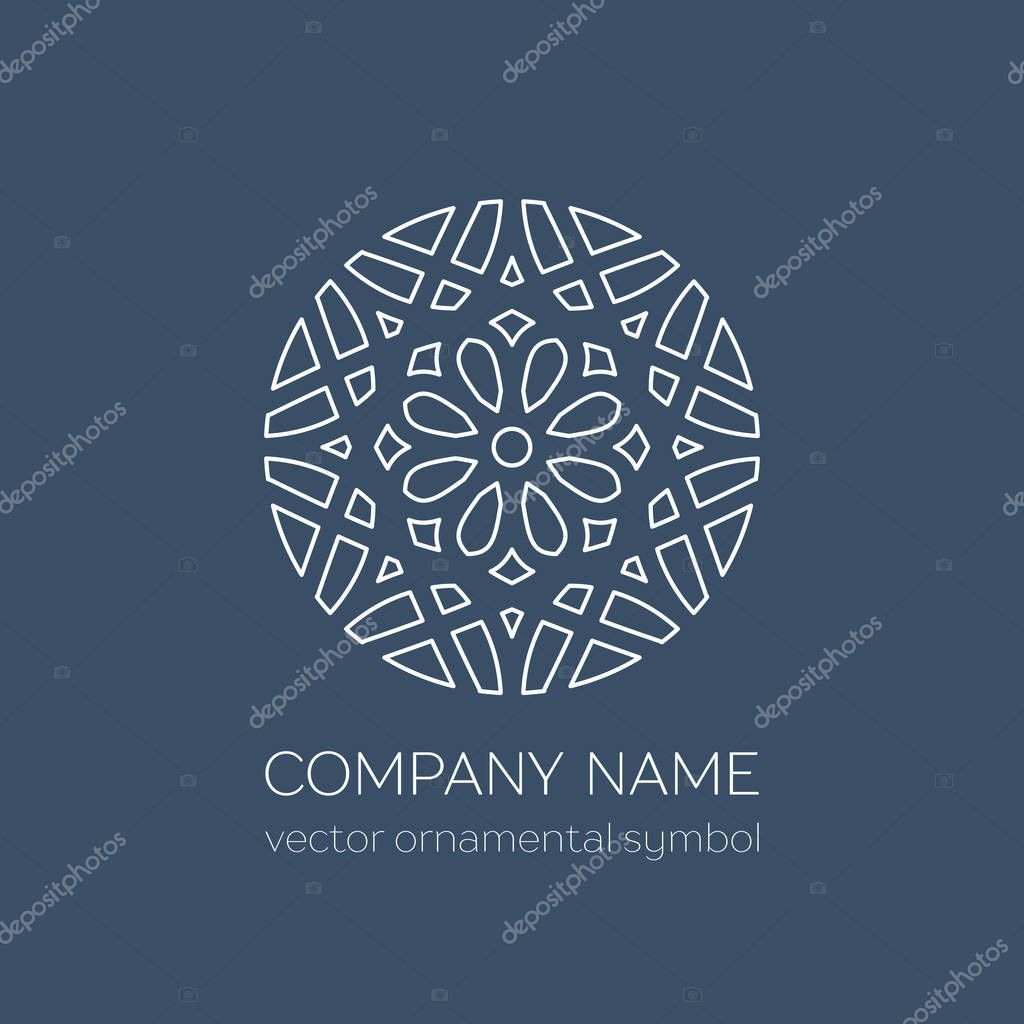 Geometric logo template. Vector linear arabic ornamental symbol