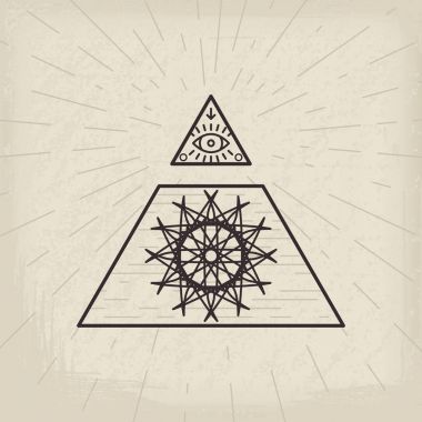 Tüm gören göz antika arka plan