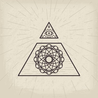 Tüm gören göz antika arka plan