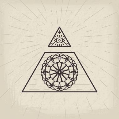 Tüm gören göz antika arka plan