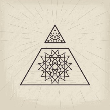 Tüm gören göz antika arka plan