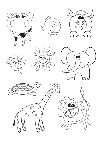 Cartoon Animaux Coloriage Livre — Image vectorielle