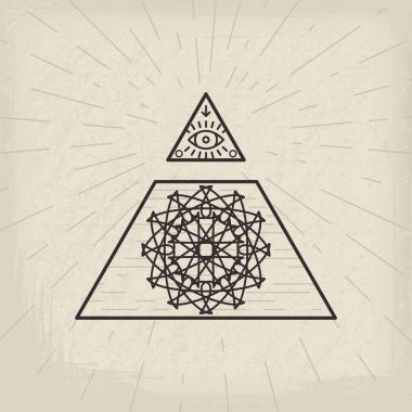 Tüm gören göz antika arka plan