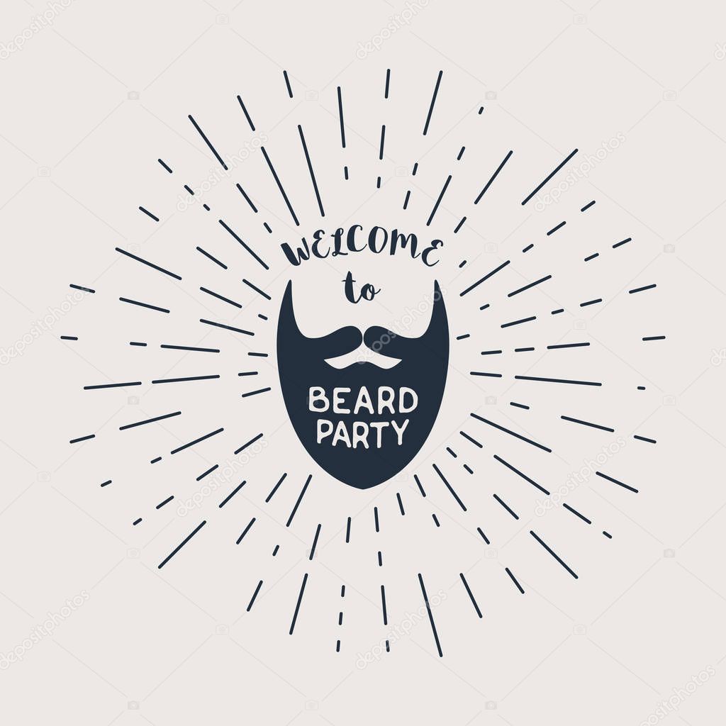Vector beard with hipster lettering