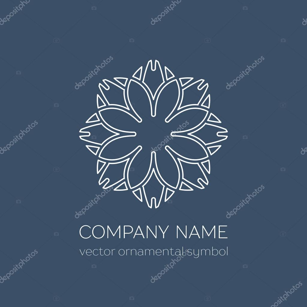 Geometric logo template. Vector linear arabic ornamental symbol