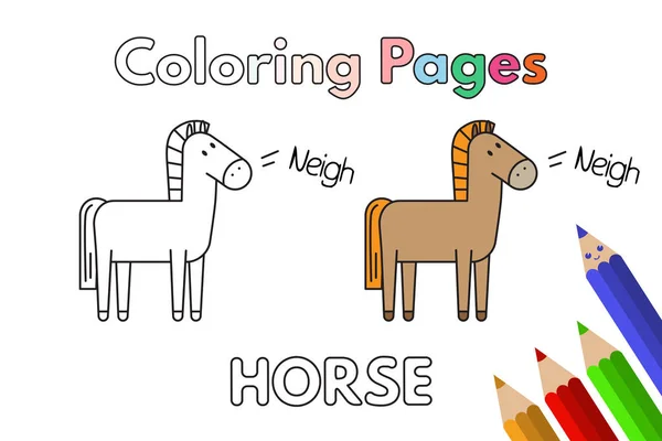 Libro de dibujos animados caballo para colorear — Vector de stock