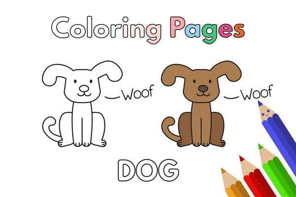 Libro para colorear de perro de dibujos animados — Vector de stock