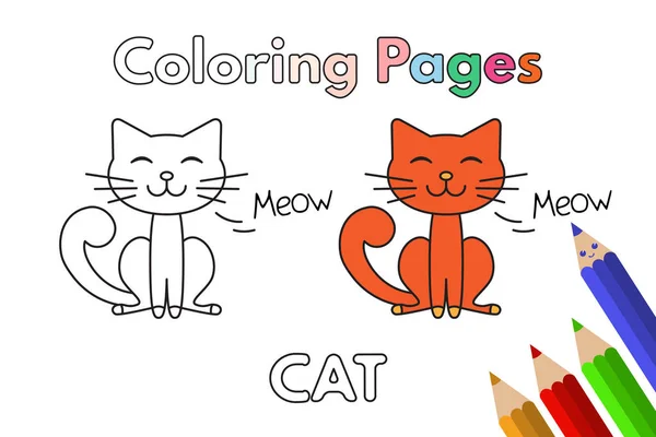 Libro para colorear gato de dibujos animados — Vector de stock