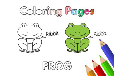 Çizgi film kurbağa boyama kitabı