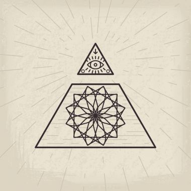 Tüm gören göz antika arka plan