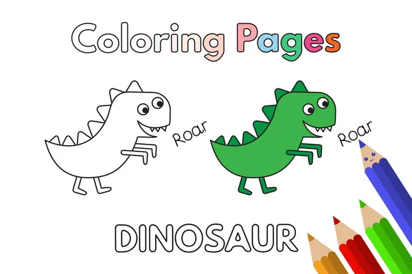 Desenhos animados Dinossauro livro para colorir —  Vetores de Stock