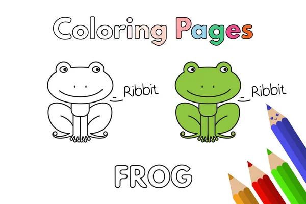 Βιβλίο με σελίδες χρωματισμού κινουμένων σχεδίων βάτραχος — Διανυσματικό Αρχείο