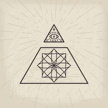 Tüm gören göz antika arka plan