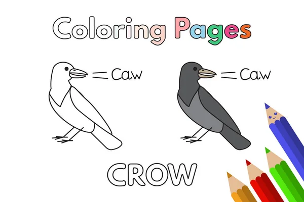 Libro para colorear de dibujos animados Crow — Vector de stock