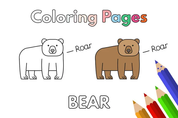 Libro para colorear oso de dibujos animados — Vector de stock