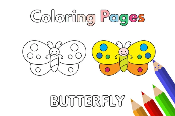 Libro para colorear mariposa de dibujos animados — Vector de stock