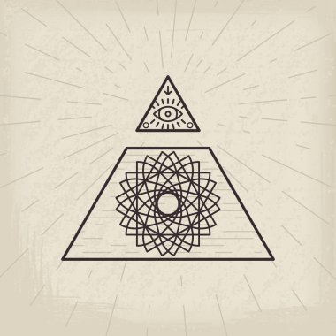 Tüm gören göz antika arka plan