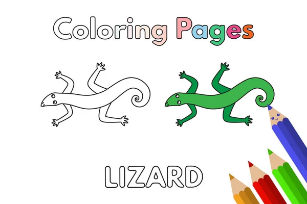 Libro para colorear de lagarto de dibujos animados — Vector de stock