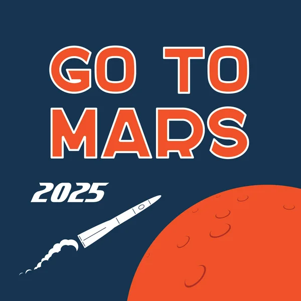 Ir para Mars vector cartoon poster —  Vetores de Stock