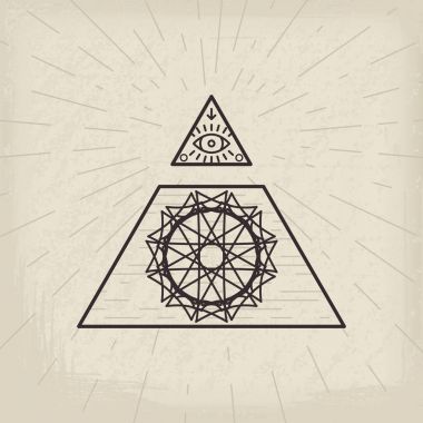 Tüm gören göz antika arka plan