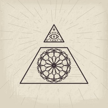 Tüm gören göz antika arka plan