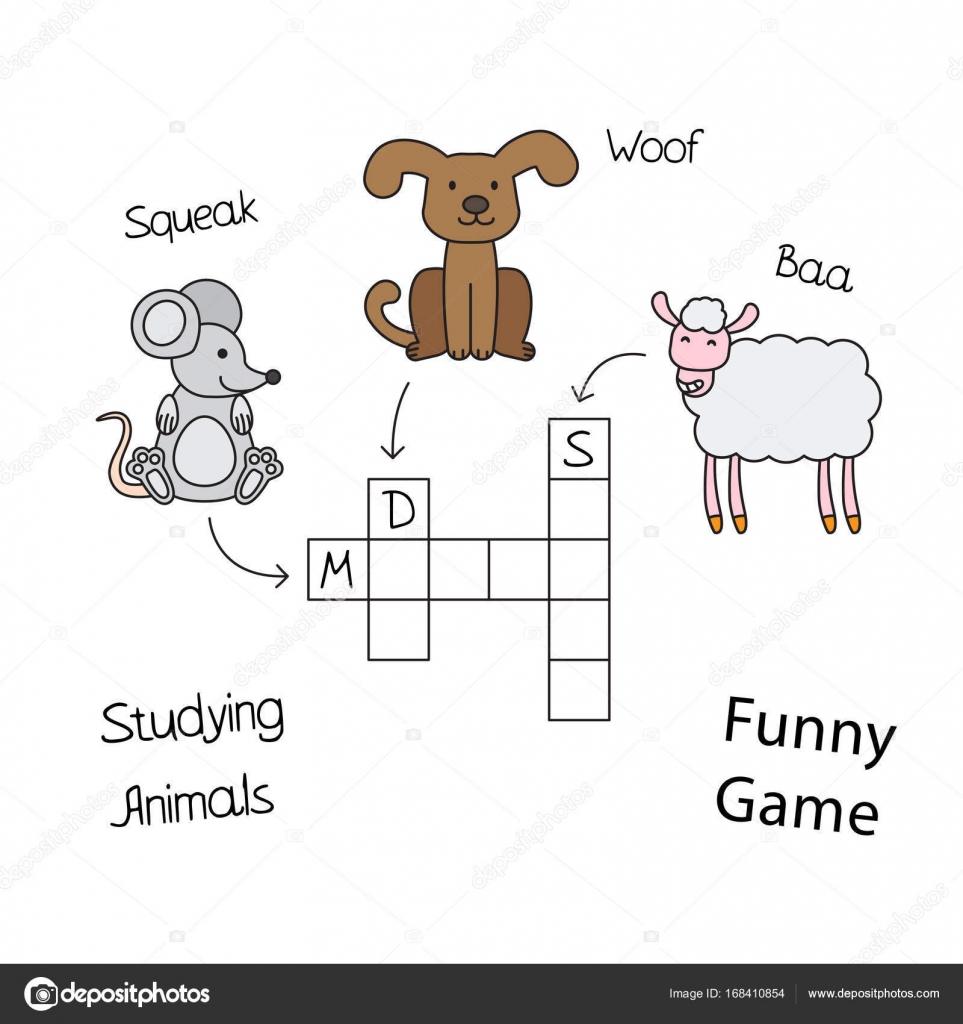 Verrassend Grappige dieren kruiswoordpuzzel voor kinderen — Stockvector TY-57