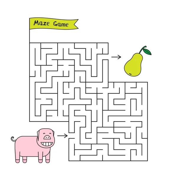 Cartoon Pig Maze Game — Stock Vector