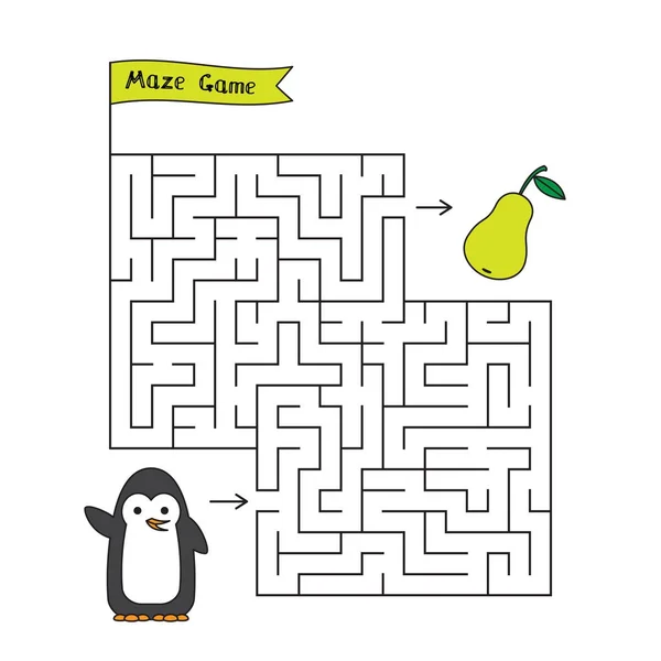 Cartoon Penguin Maze Game — Stock Vector