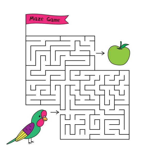 Gioco del labirinto del pappagallo del fumetto — Vettoriale Stock