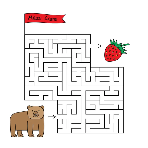 Cartoon Bear Maze Game — Stock Vector