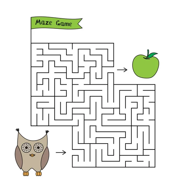 Cartoon Owl Maze Game — Stock Vector