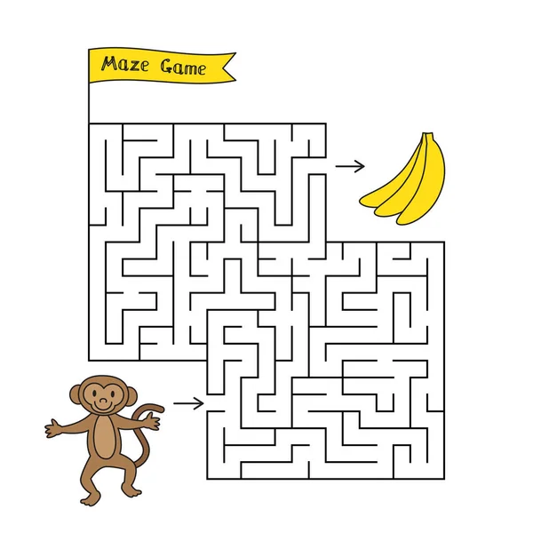 Juego de Cartoon Monkey Maze — Vector de stock