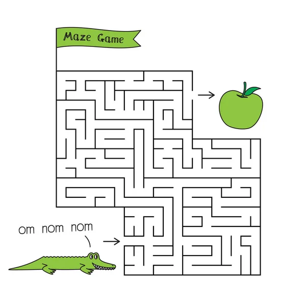 Cartoon Crocodile Maze Game — Stock Vector