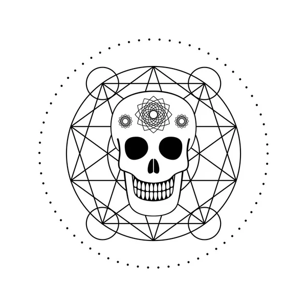 Ornamental Skull with Geometric Symbol — Stock Vector