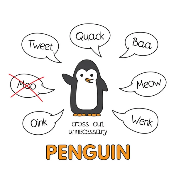 Κινούμενα σχέδια παιδιά πιγκουίνος μάθηση παιχνίδι — Διανυσματικό Αρχείο