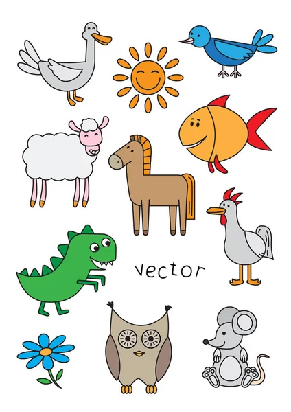 Desenhos animados Conjunto de vetores animais — Vetor de Stock