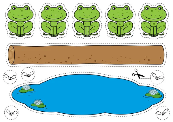 Five Little Speckled Frogs Game — Stock Vector