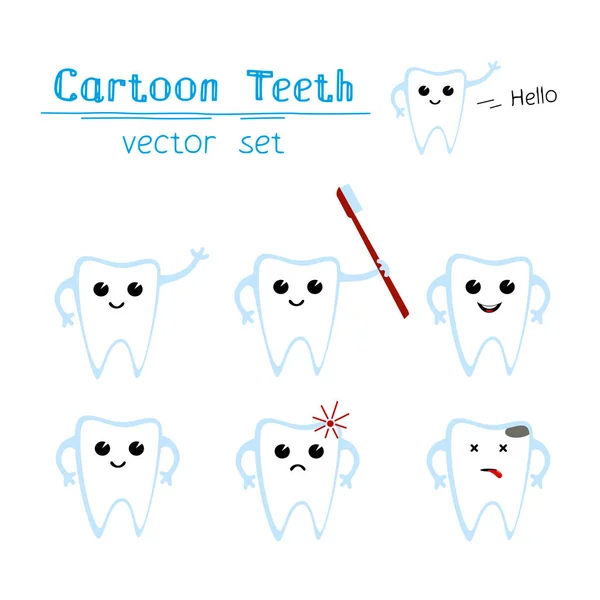 Vector set of funny cartoon teeth — Stock Vector