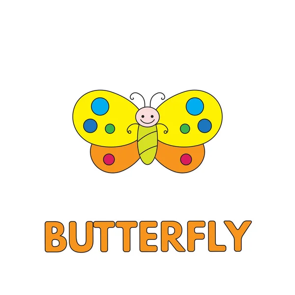Cartoon Butterfly Flashcard voor kinderen — Stockvector