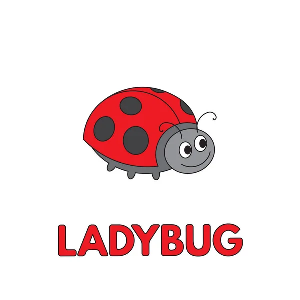 Cartoon Ladybug Flashcard per bambini — Vettoriale Stock