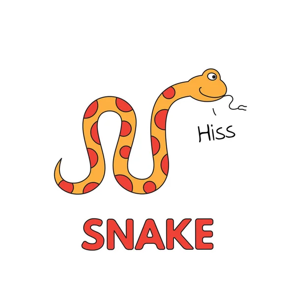 Cartoon Snake Flashcard para niños — Vector de stock