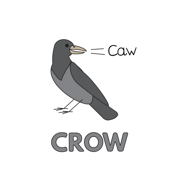 Dibujos animados Crow Flashcard para niños — Archivo Imágenes Vectoriales