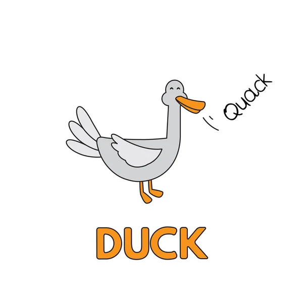 Cartoon Duck Flashcard para niños — Archivo Imágenes Vectoriales