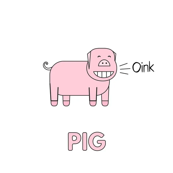 Caricatura de cerdo Flashcard para niños — Vector de stock