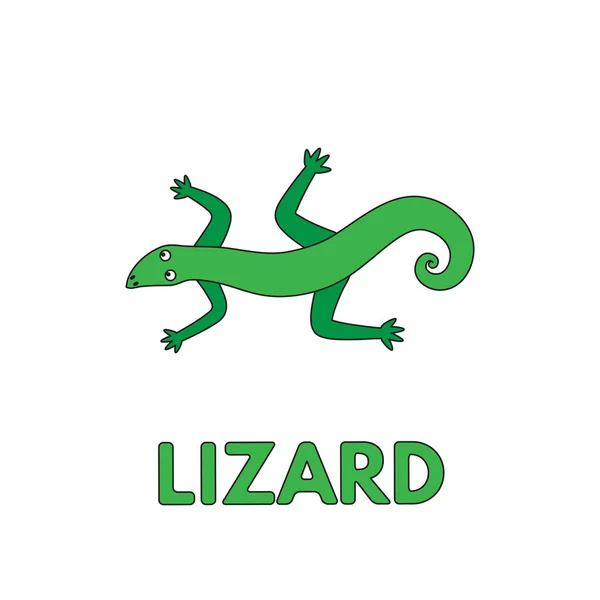 Cartoon Lizard Flashcard para niños — Vector de stock