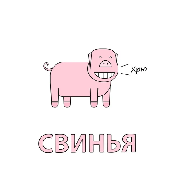 Cartoon Pig Flashcard for Children — Stock Vector