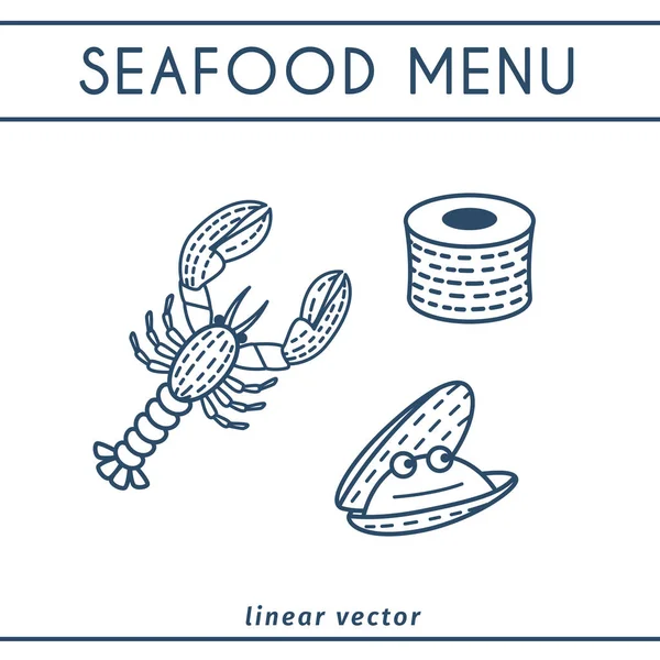 Taze deniz ürünleri Vector Icons Set