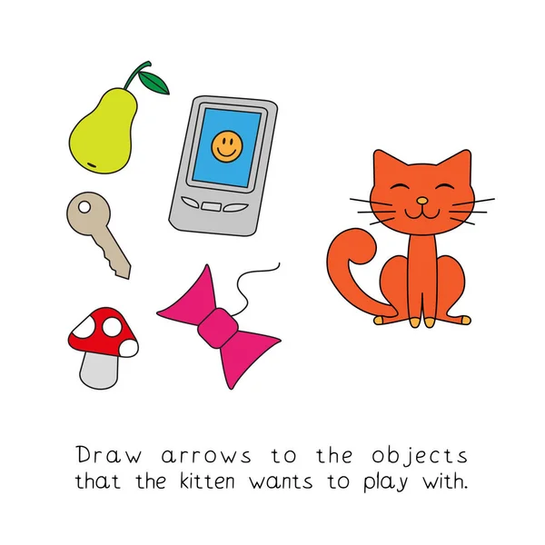 Juego de dibujos animados gato niño — Archivo Imágenes Vectoriales
