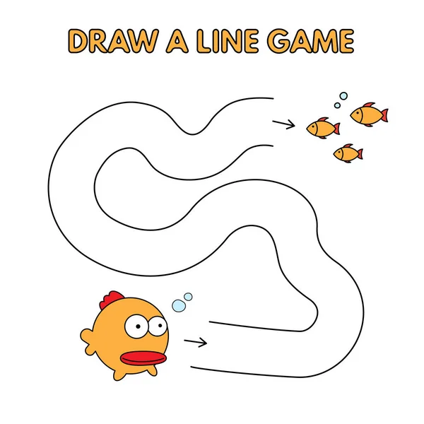 Cartoon Fish Disegna un gioco di linea per bambini — Vettoriale Stock